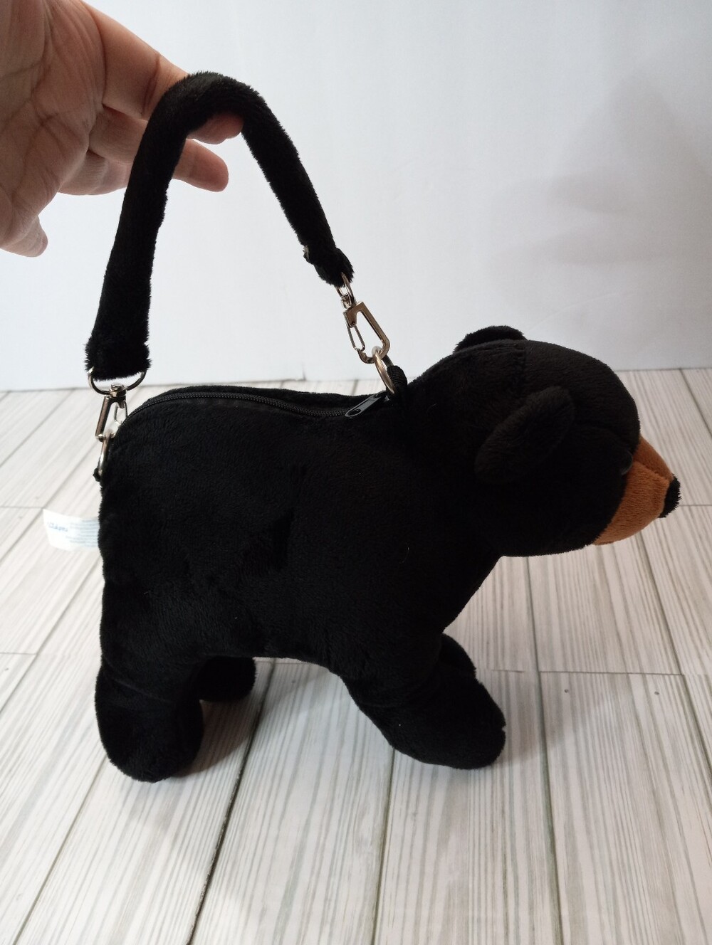 Vintage 2006 Retired Wishpets SURA Baby Black Bear Stuffed Animal Purse